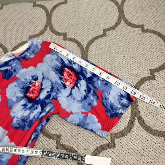 NWT Talbots Womens Sweater Floral Short Sleeve Scoop Neck Cotton Blend Size XL - Picture 9 of 11